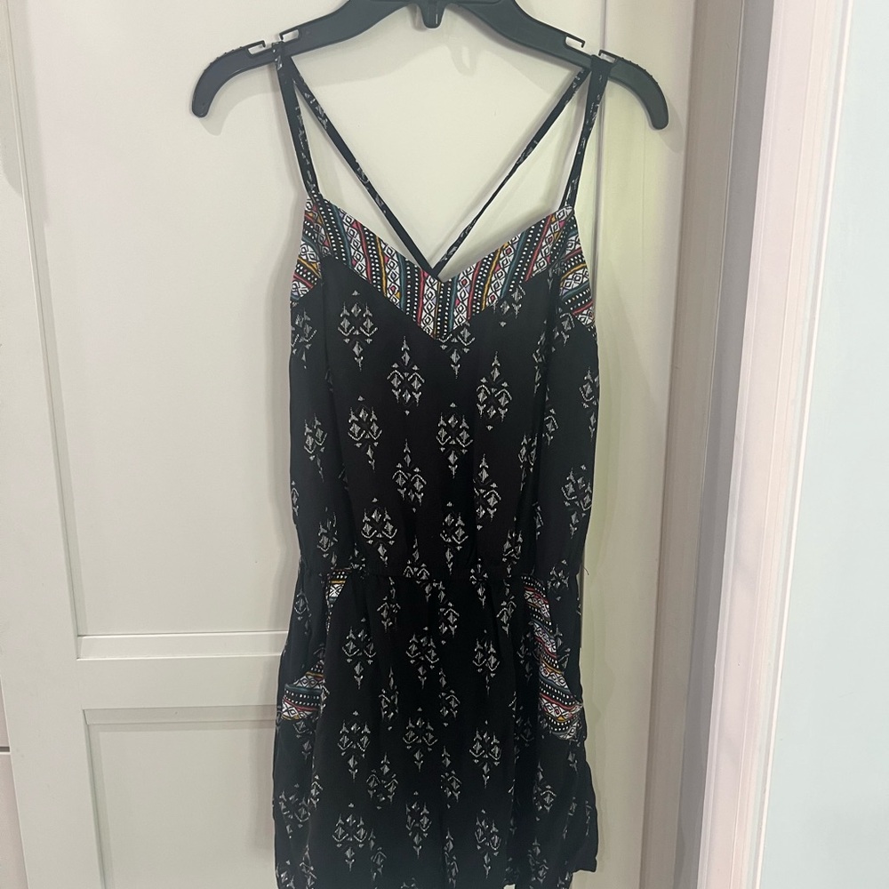 Mudd Multicolor Patterned Romper with Straps